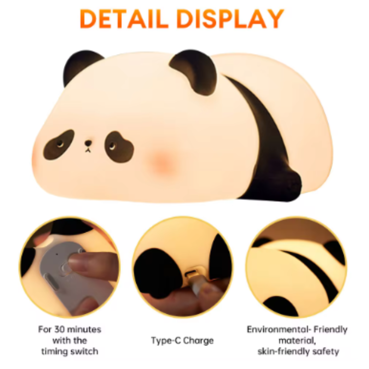 🐼✨ Lámpara Panda de Silicona 3 Tonos – Dulzura, Luz y Relajación ✨🐼