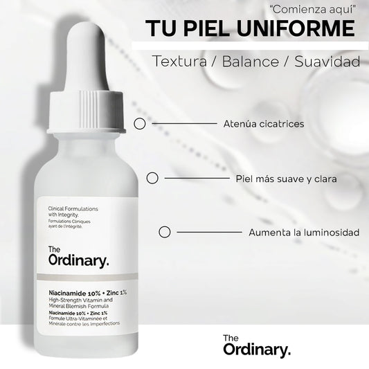 The Ordinary Niacinamide 10% + Zinc 1% Suero Facial Antimanchas y Antiacné