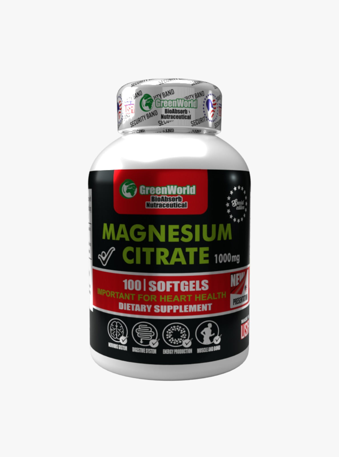 Citrato de Magnesio Greenworld – Alta Biodisponibilidad en Softgels
