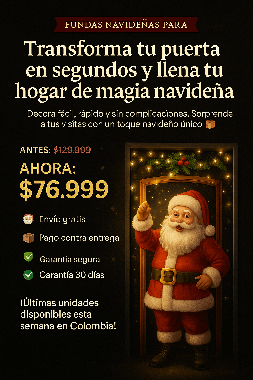 Funda Decorativa para Puerta Navideña