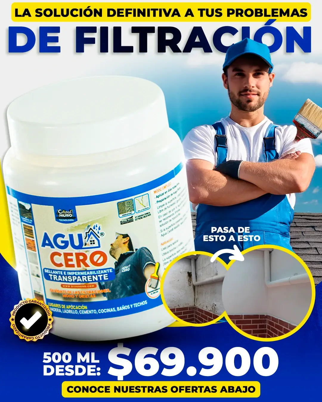 Impermeabilizable Aguacero Combo 500 ml + 250 ml Gratis