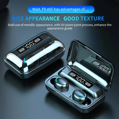 Audífonos Bluetooth F9 con indicador de carga